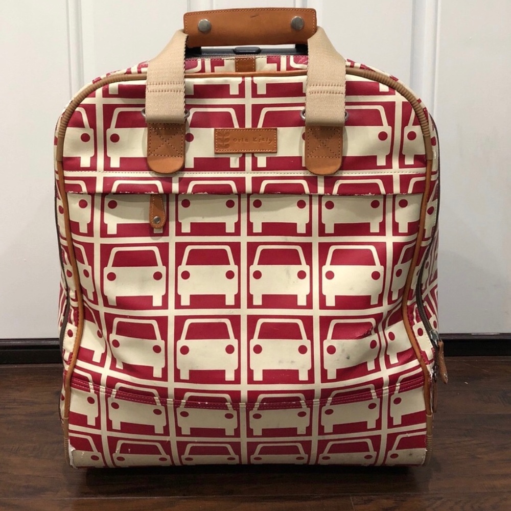Orla Kiely red car print carry on.